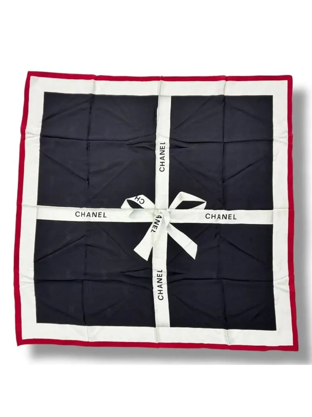 Chanel Logo Silk Scarf Ribbon Black